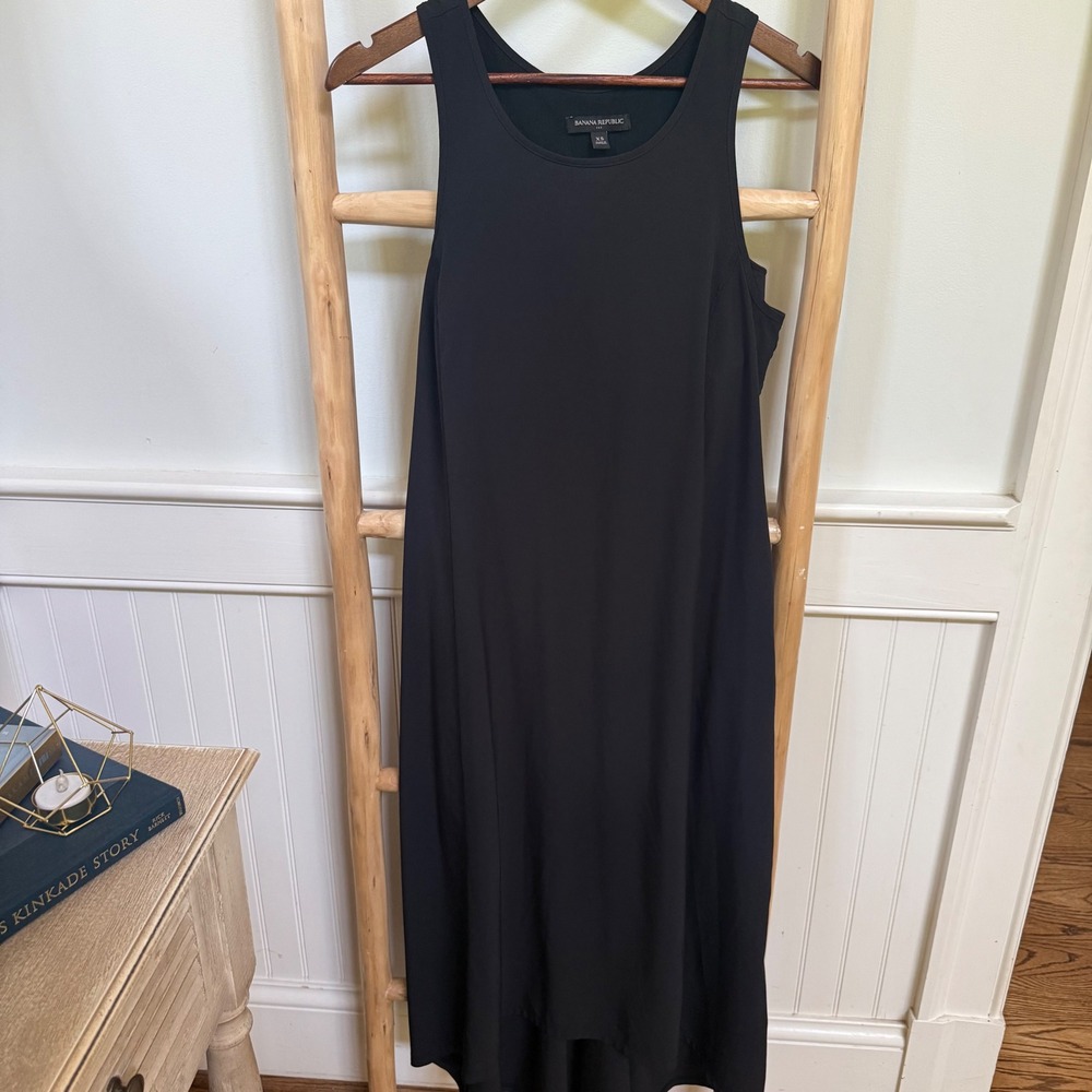 Banana Republic Womens Black Racerback Midi Dress Built-in‎ Bra XS Athletic LBD